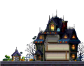 月夜下的万圣节住宅