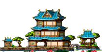 荷塘庭院瓦屋房