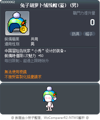 兔子胡萝卜绒线帽(蓝) Tooltip