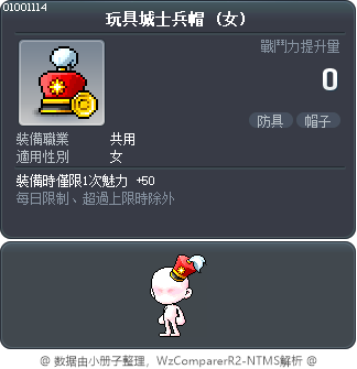 玩具城士兵帽 Tooltip