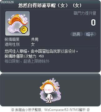 悠然自得郊游草帽（女） Tooltip