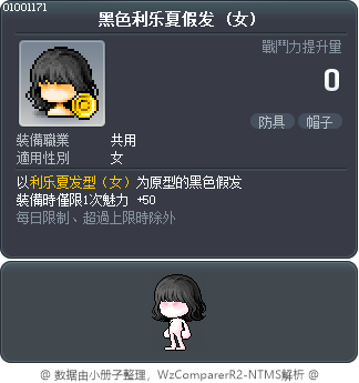 黑色利乐夏假发 Tooltip
