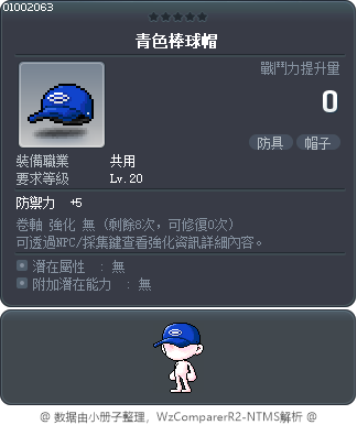青色棒球帽 Tooltip