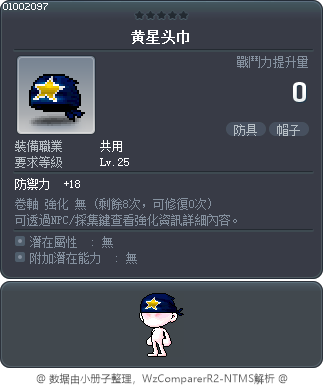 黄星头巾 Tooltip