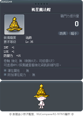 褐星魔法帽 Tooltip