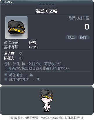 黑提貝之帽 Tooltip