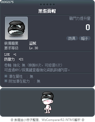 黑假面帽 Tooltip