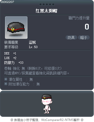 红黑太阳帽 Tooltip