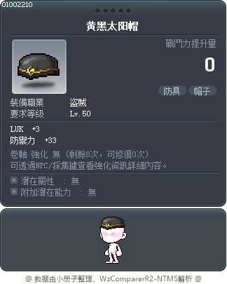 黄黑太阳帽 Tooltip