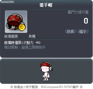 歌手帽 Tooltip