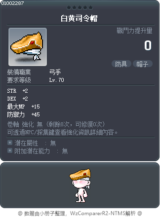 白黄司令帽 Tooltip