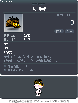 褐扣带帽 Tooltip