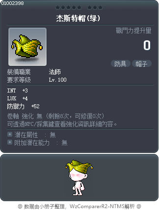 杰斯特帽(绿) Tooltip
