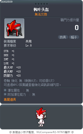 真‧楓葉頭盔 Tooltip