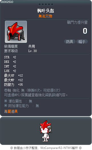 真‧楓葉頭盔 Tooltip