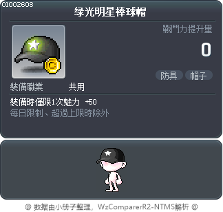 绿光明星棒球帽 Tooltip
