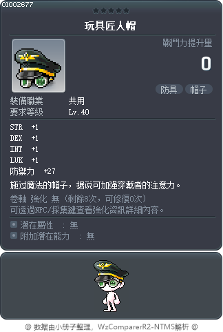 玩具匠人帽 Tooltip