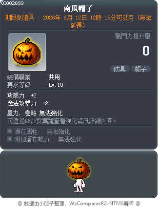 南瓜帽子 Tooltip