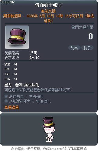假面绅士帽子 Tooltip