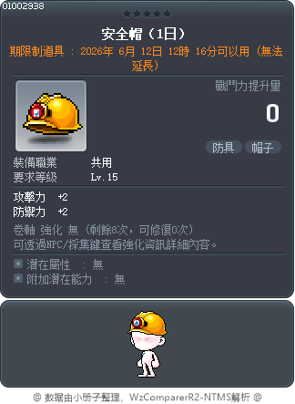 安全帽（1日） Tooltip