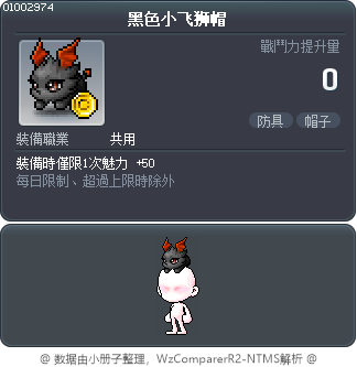 黑色小飞狮帽 Tooltip