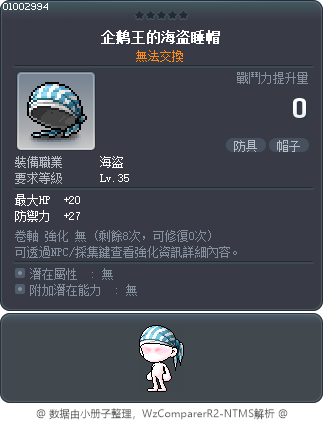 企鹅王的海盗睡帽 Tooltip