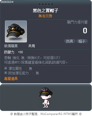 黑色之翼帽子 Tooltip