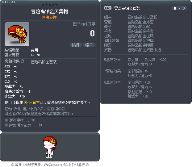 冒险岛铂金贝雷帽 Tooltip