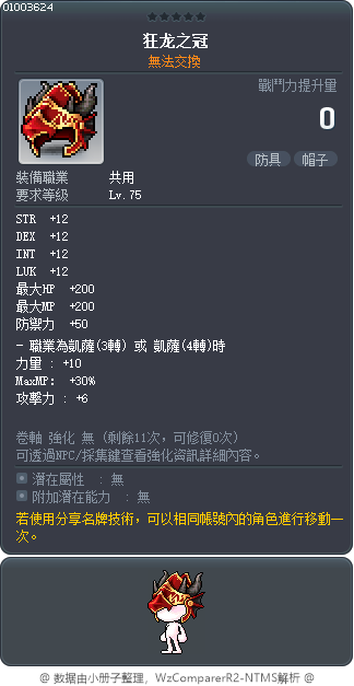 狂龙之冠 Tooltip