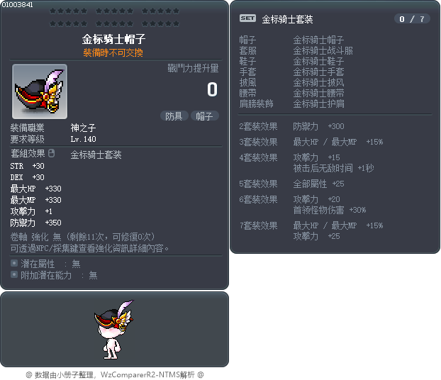 金标骑士帽子 Tooltip