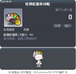 怪物联盟棒球帽 Tooltip