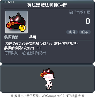 英雄黑魔法师棒球帽 Tooltip