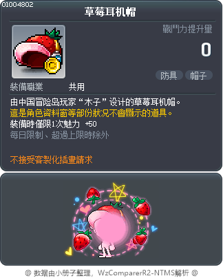 草莓耳机帽 Tooltip