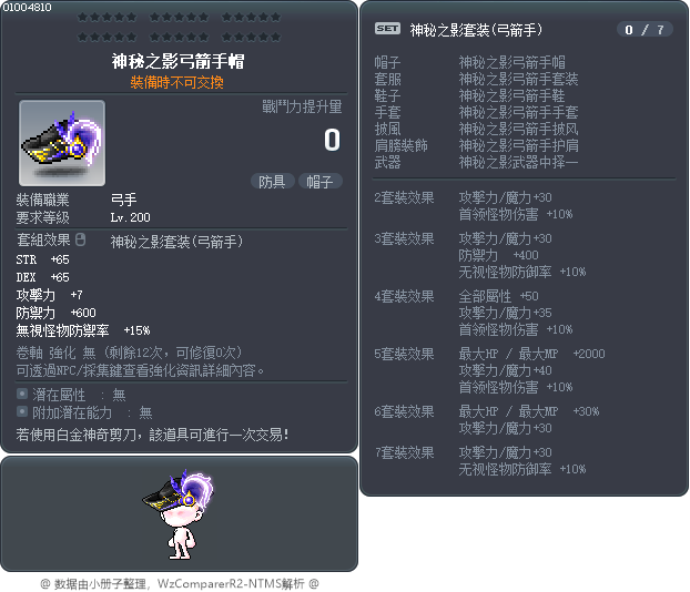 神秘之影弓箭手帽 Tooltip