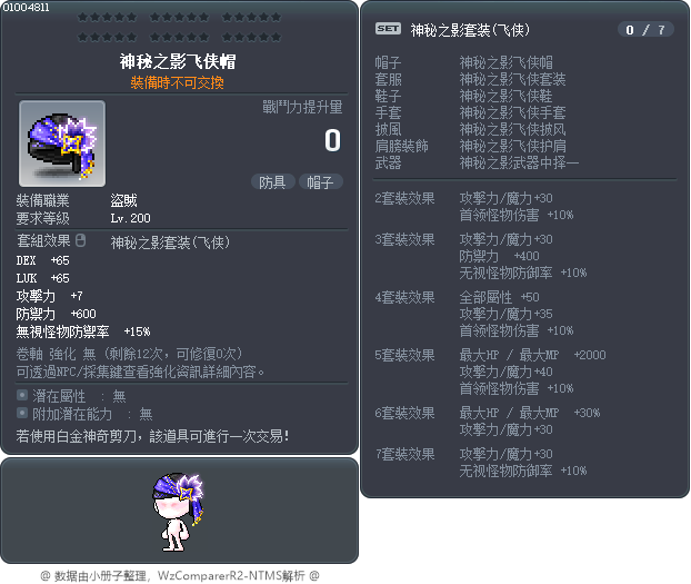 神秘之影飞侠帽 Tooltip