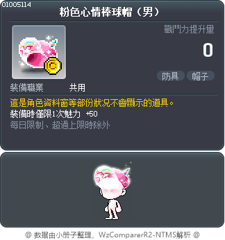 粉色心情棒球帽（男） Tooltip