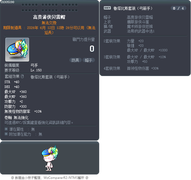 高贵游侠贝雷帽 Tooltip