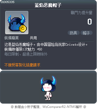 蓝焰恶魔帽子 Tooltip