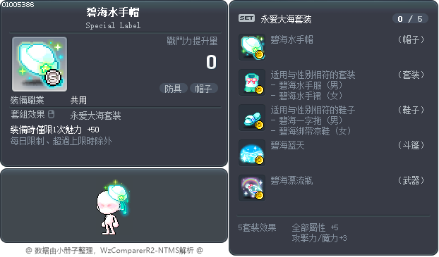 碧海水手帽 Tooltip