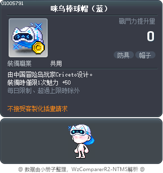 咪乌棒球帽（蓝） Tooltip