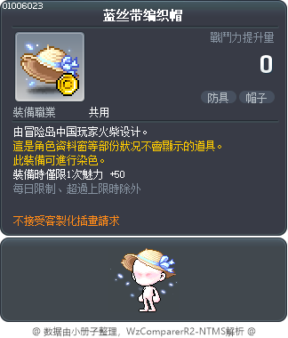 蓝丝带编织帽 Tooltip
