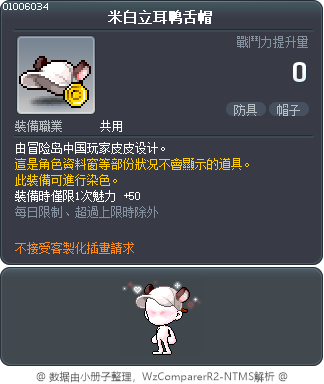 米白立耳鸭舌帽 Tooltip