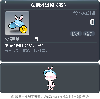 兔耳沙滩帽（蓝） Tooltip