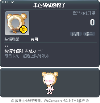 米色绒绒熊帽子 Tooltip