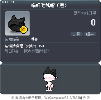 喵喵毛线帽（黑） Tooltip