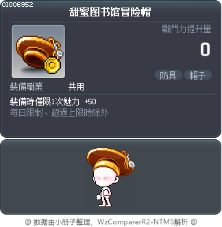 甜蜜图书馆冒险帽 Tooltip