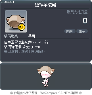 绒球羊驼帽 Tooltip