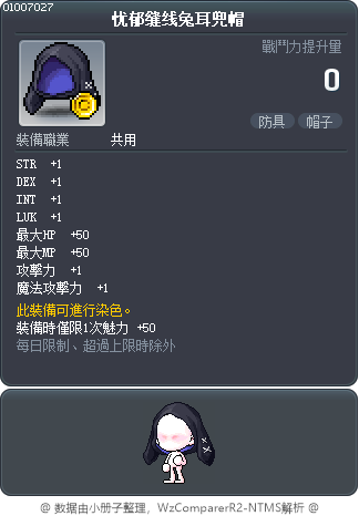 忧郁缝线兔耳兜帽 Tooltip