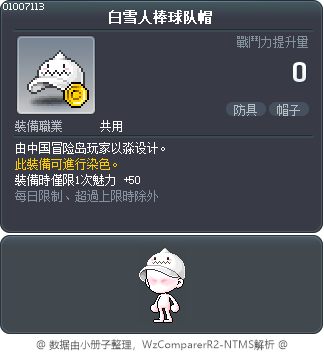 白雪人棒球队帽 Tooltip