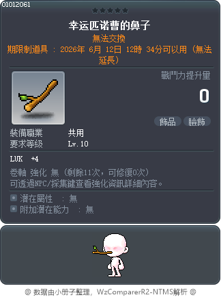 幸運皮諾丘的鼻子 Tooltip
